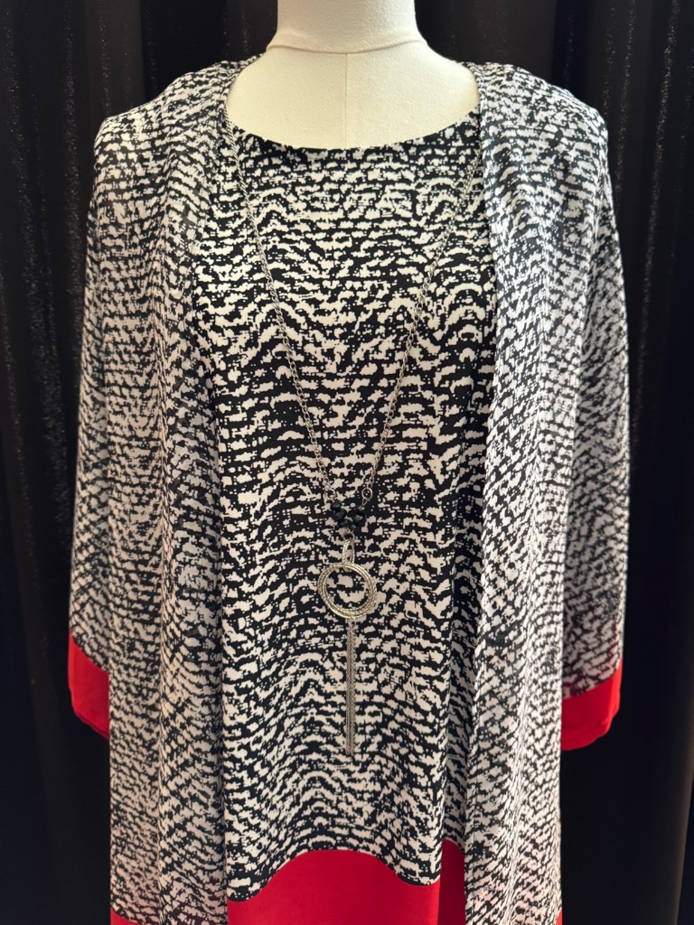 Kim Rogers Black and Cream Abstract Print Tunic